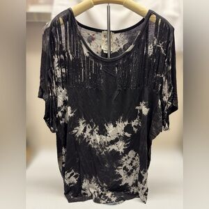 Black and Gray Beaded Top